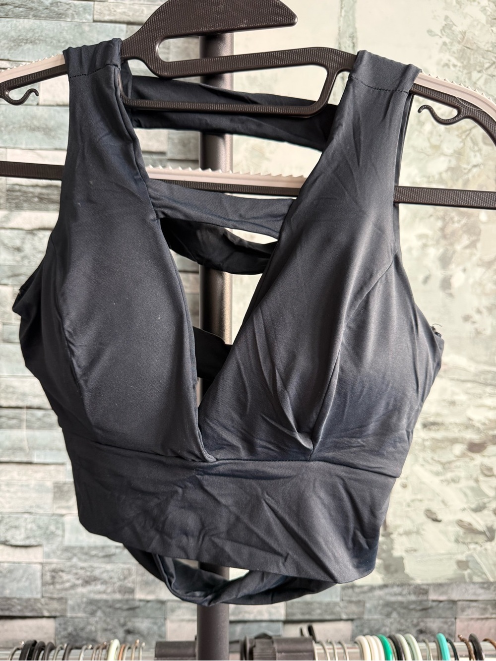 Women's Deep V Black Bralette - Unbranded